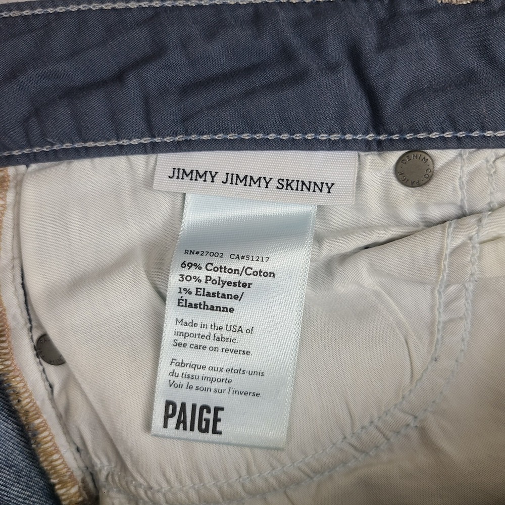 Paige Jeans Womens 26 Blue Jimmy Jimmy Skinny Penelope Distress Dark Wash Denim - Picture 8 of 13
